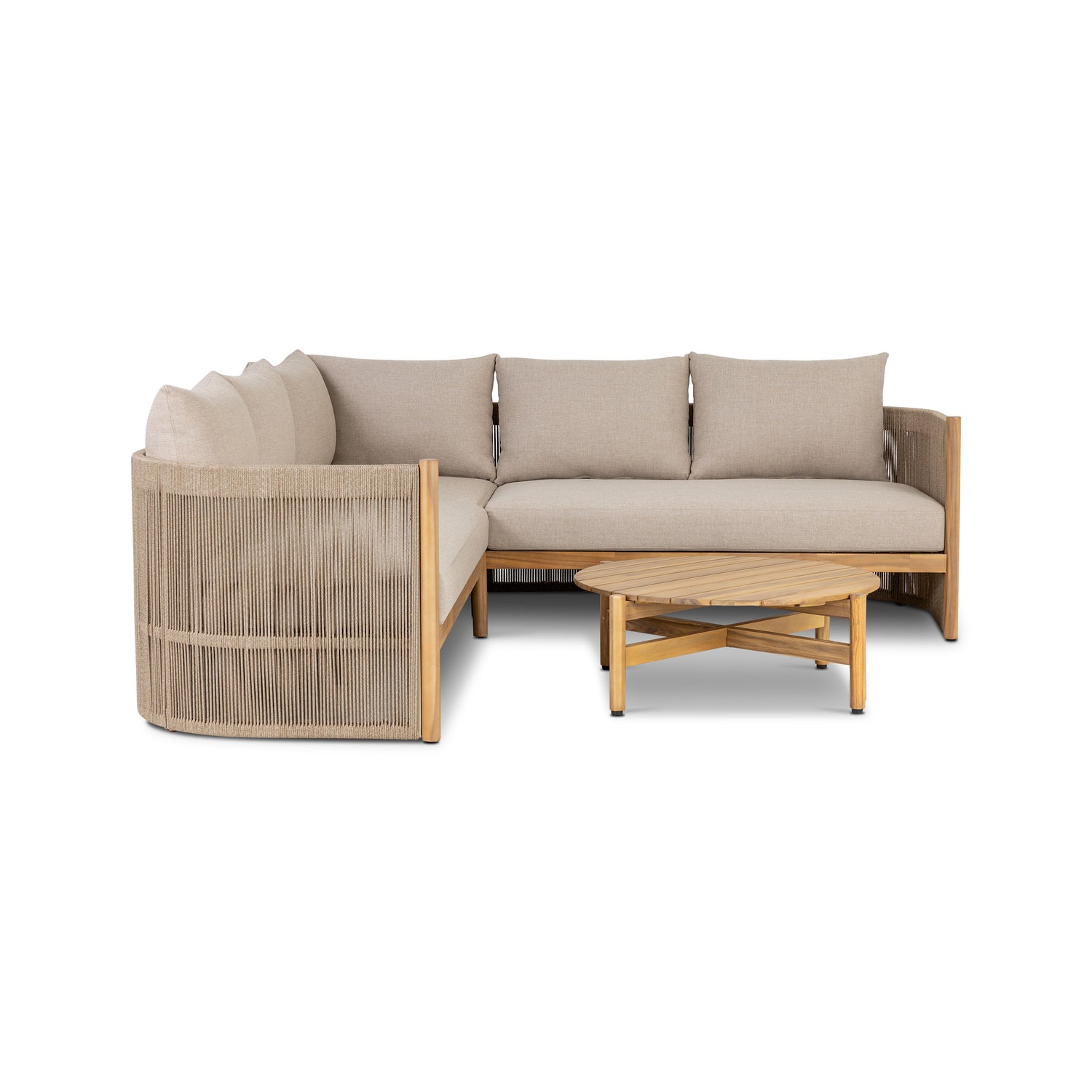 Gomera Outdoor Corner Set with Coffee Table | Natural Beige 