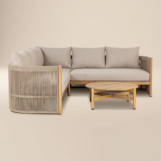 Gomera Outdoor Corner Set with Coffee Table | Natural Beige