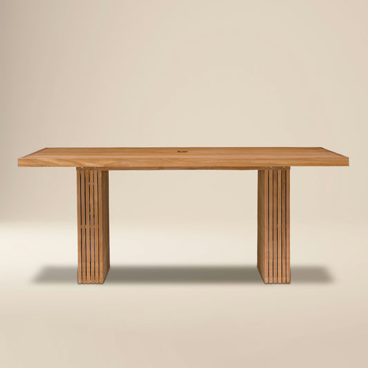 Calen 72" Outdoor Teak Dining Table | Natural