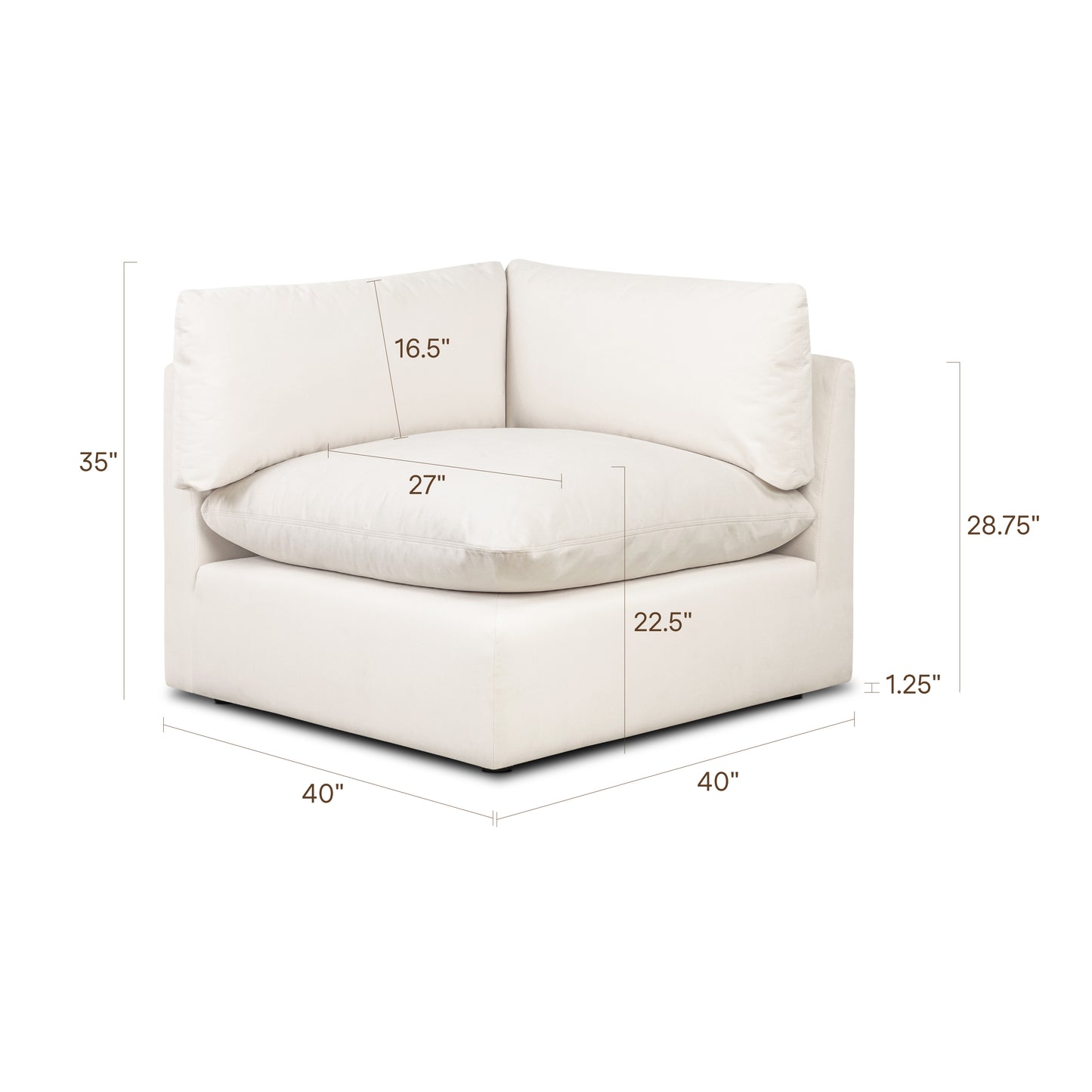 Davos 40.5" Modular Corner | Linen White
