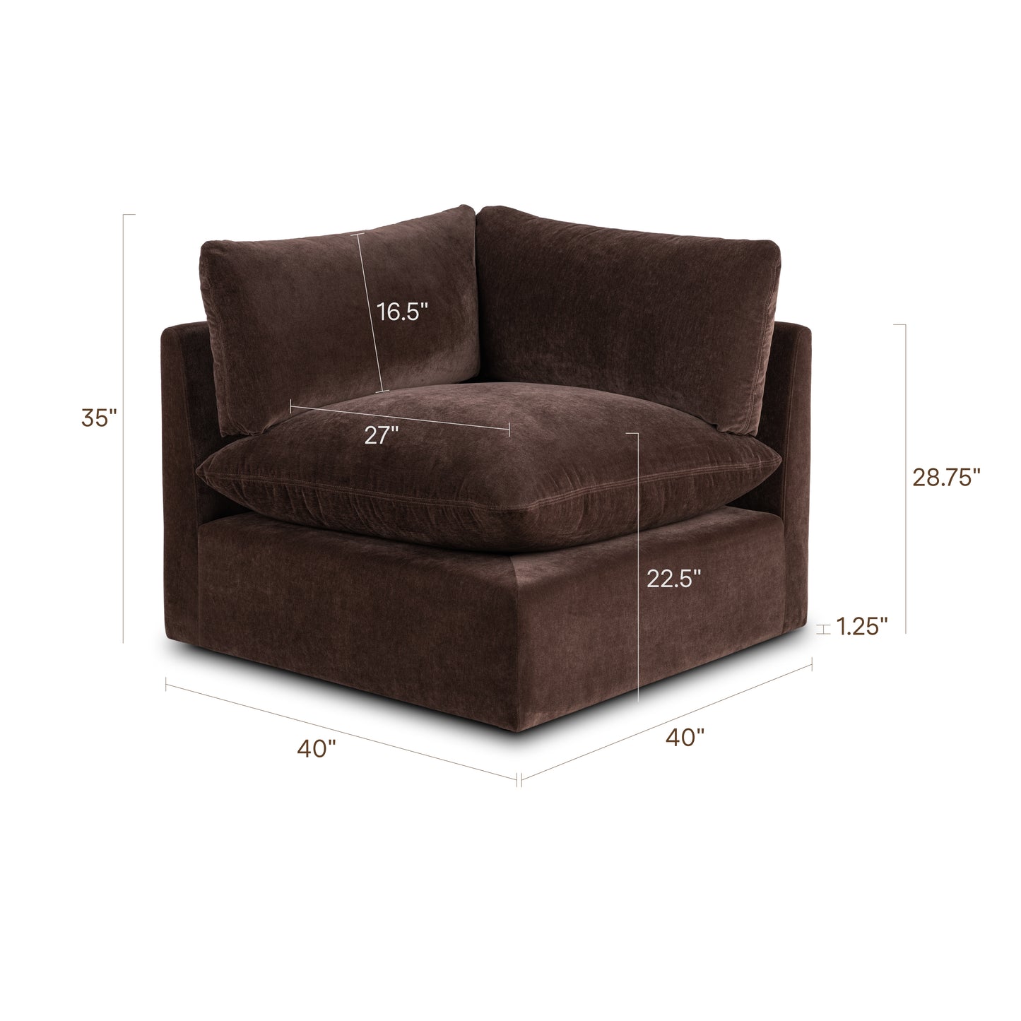 Davos 40.5" Modular Corner | Sable Brown