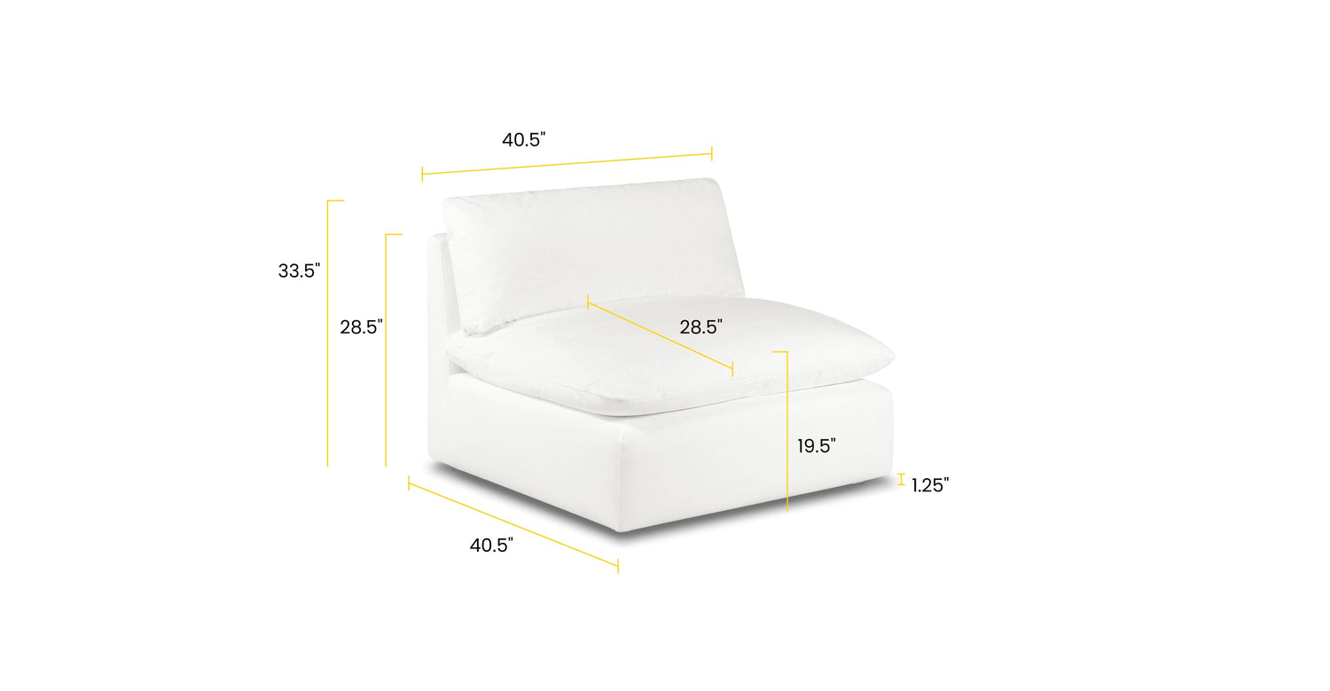Davos Armless Chair | Cotton White Cotton White, dimensions